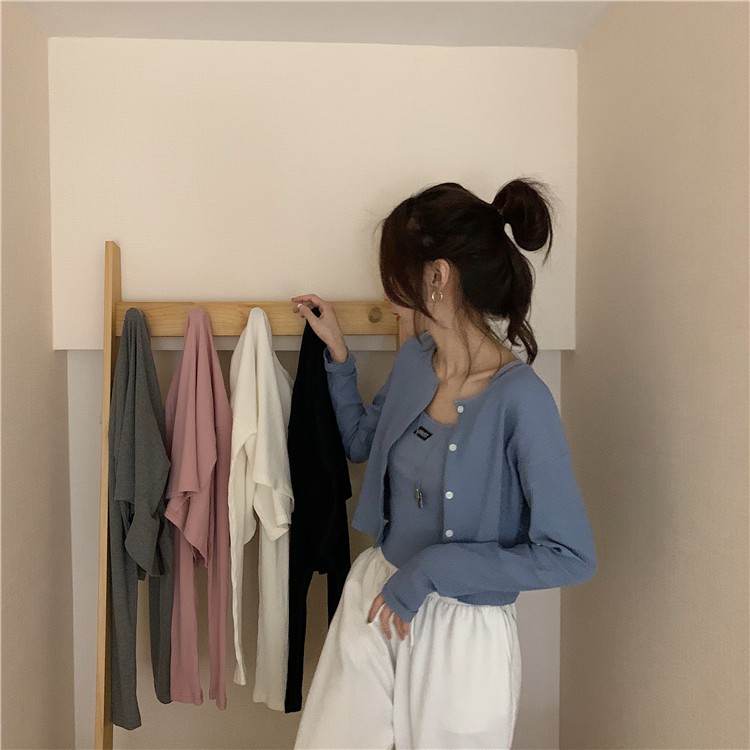 [Mã FAMAYWA giảm 10K đơn 50K] Xiaozhainv Áo Dệt Kim Dài Tay/ Áo Hai Dây Xinh Xắn Cho Nữ | BigBuy360 - bigbuy360.vn