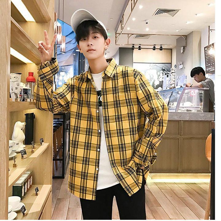 Áo sơ mi kẻ sọc karo flanner unisex tay dài chất vải Kate Nỉ dày đẹp nhiều màu hót