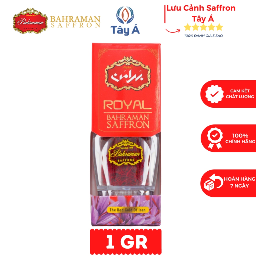 Nhụy Hoa Nghệ Tây Saffron Bahraman Iran, Saffron Bahraman Tây Á Chính Hãng, Loại I Super Negin 01 GR | Lưu Cảnh Saffron
