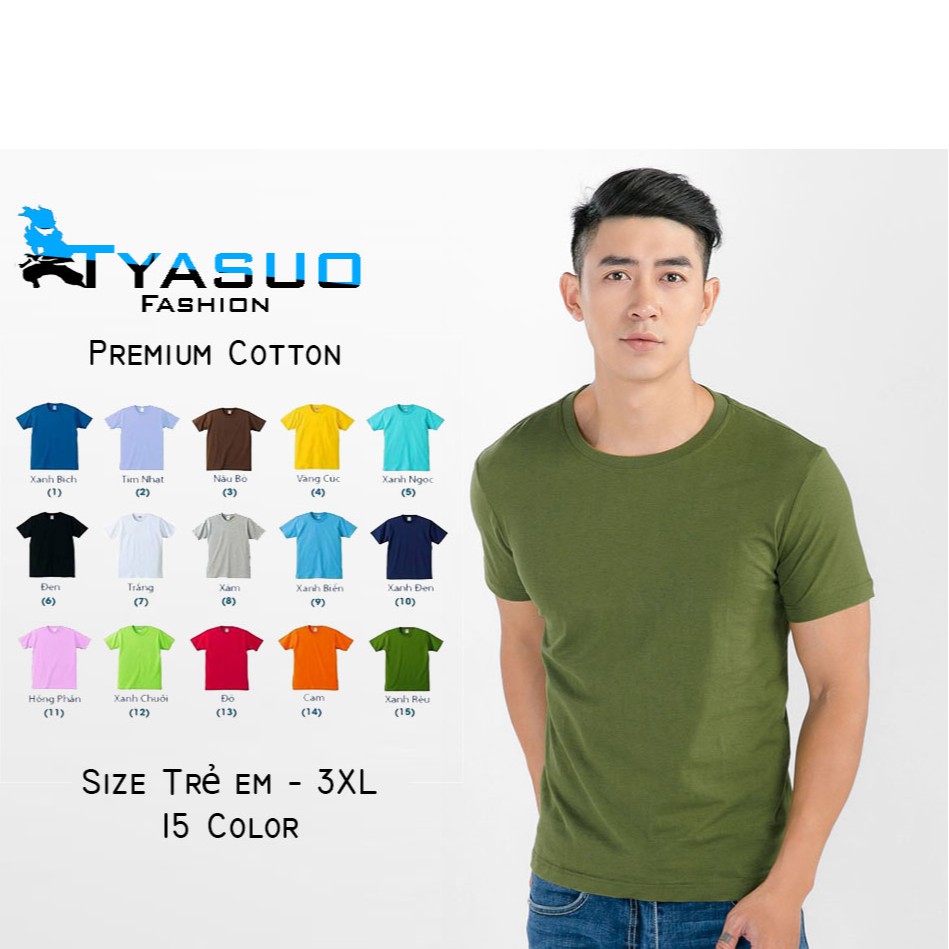 Áo thun trơn nam nữ  Tyasuo mềm mịn nhiều màu