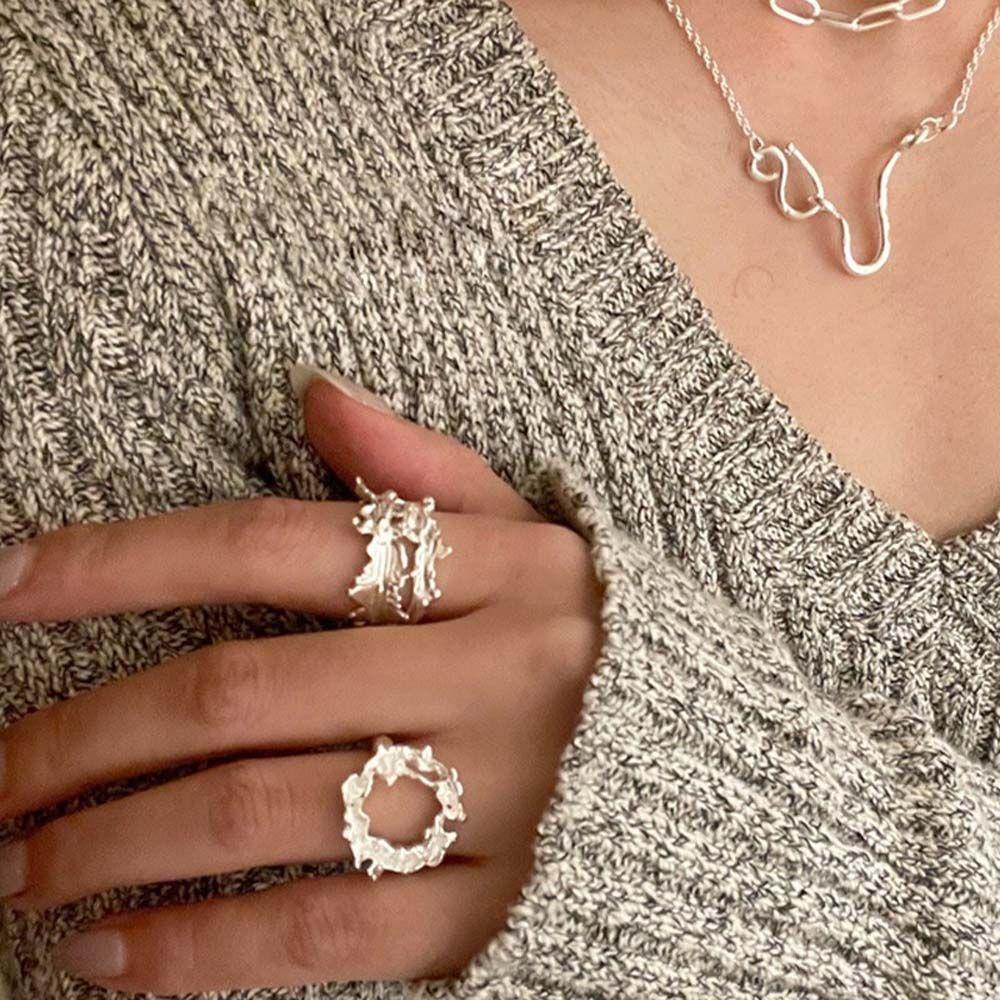 Nhẫn Giấy Thiếc Sáng Tạo Lãng Mạn Thời Trang|Nhẫn Thiết Kế Không Đồng Đều Thời Trang Theo Phong Cách Hàn Quốc