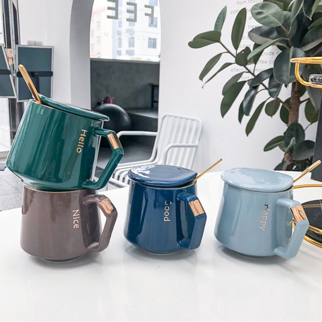 Ly Cốc Sứ Cafe 400ML Hiện Đại Hello Good- Ly Cốc Văn Phòng, Học Sinh, Quà Tặng Bạn Bè