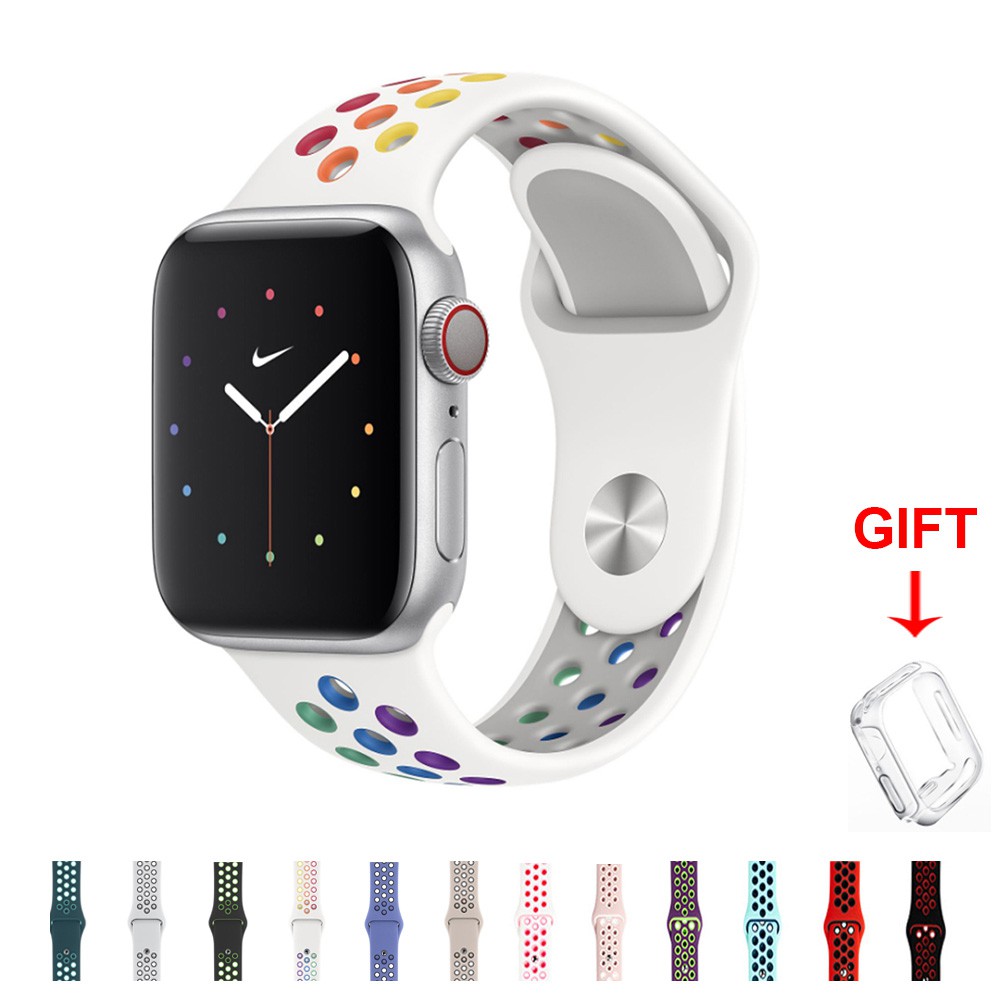 Dây Đeo Silicon Mềm Thoáng Khí Cho Đồng Hồ Thông Minh Apple Watch Series 6 / Se / 5 / 4 / 3 / 2 / 1 44mm 40mm