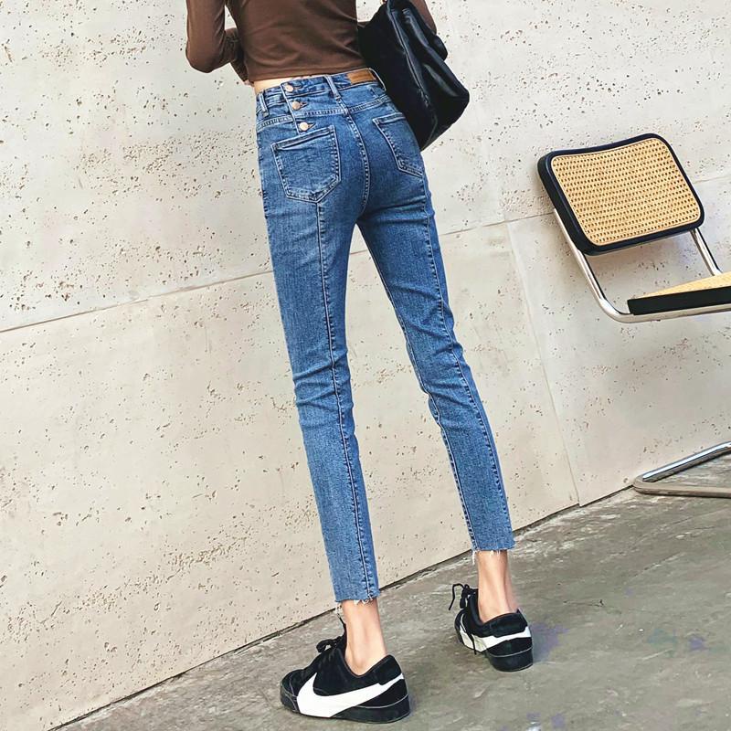 Quần jean bút chì lưng cao ôm dáng thời trang mùa hè cho nữ