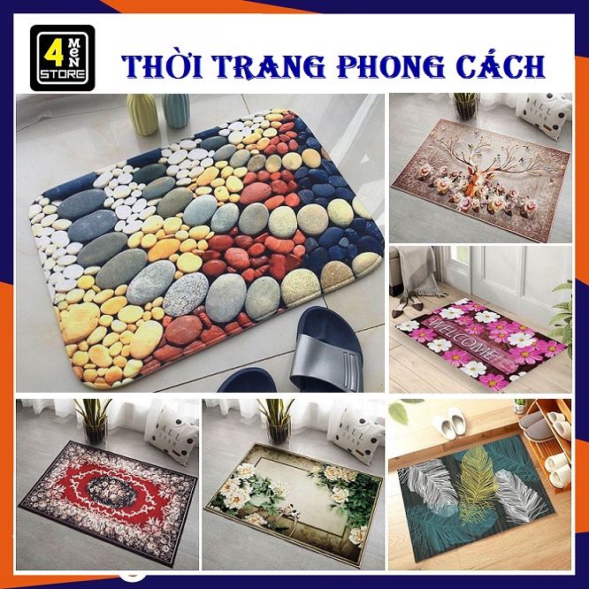 Thảm Lau Chân In Hình 3D Cực Hot (Giao mẫu ngẫu nhiên) - Thảm Lau Chân In Hình 3D Size 40 x 60 cm