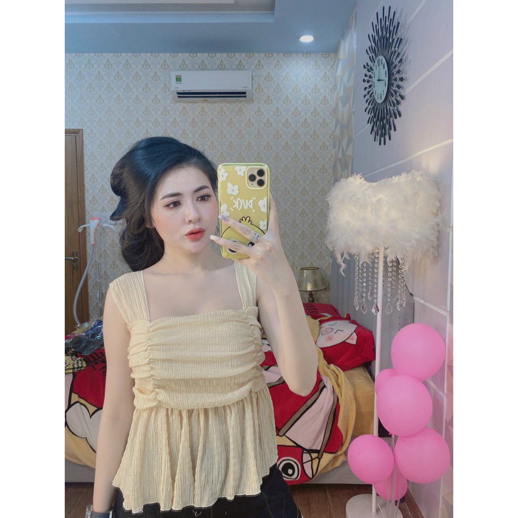 áo 2 dây bản to nhúm ngực chất xốp mềm xinh, ảnh thật, đủ màu, phong cách dễ thương