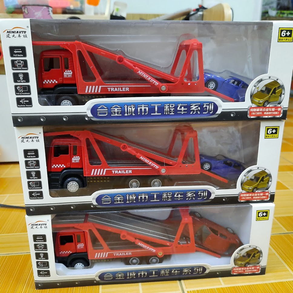 Xe cứu hộ, xe tải chở ô tô con tỉ lệ 1:50 mô hình đồ chơi cho trẻ em