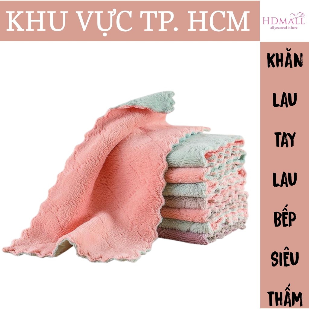 Khăn Lau Tay, Lau Bếp 2 Mặt Dày Dặn Đa Năng Siêu Thấm Hút