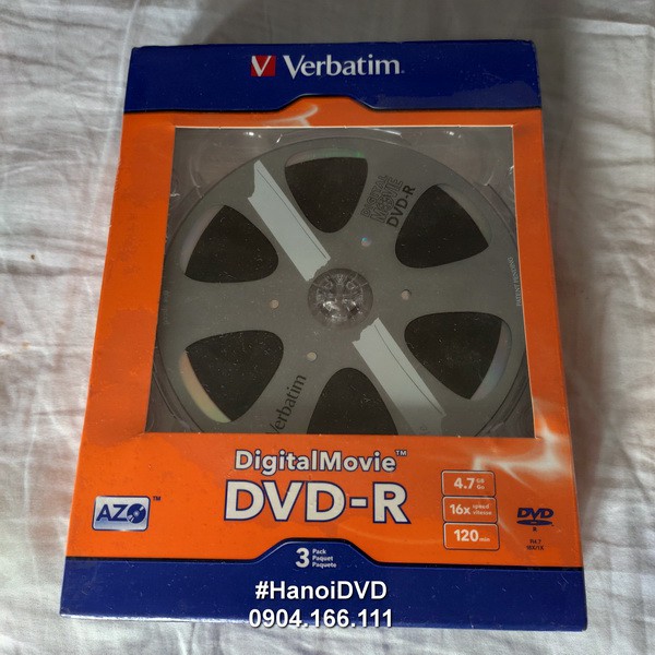 Hộp 3 đĩa DVD ghi 1 lần Verbatim DVD-R 4.7Gb DigitalMovie (made in Taiwan)