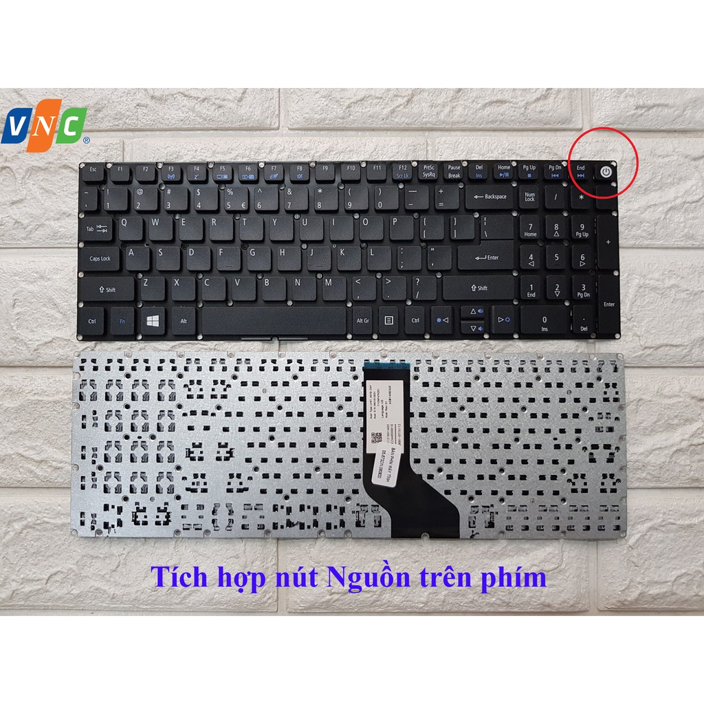 Bàn phím Laptop Acer Aspire E14, E5-473, E5-474, E5-475, E5-422, E5-432, E5-452, E5-491 có nút nguồn