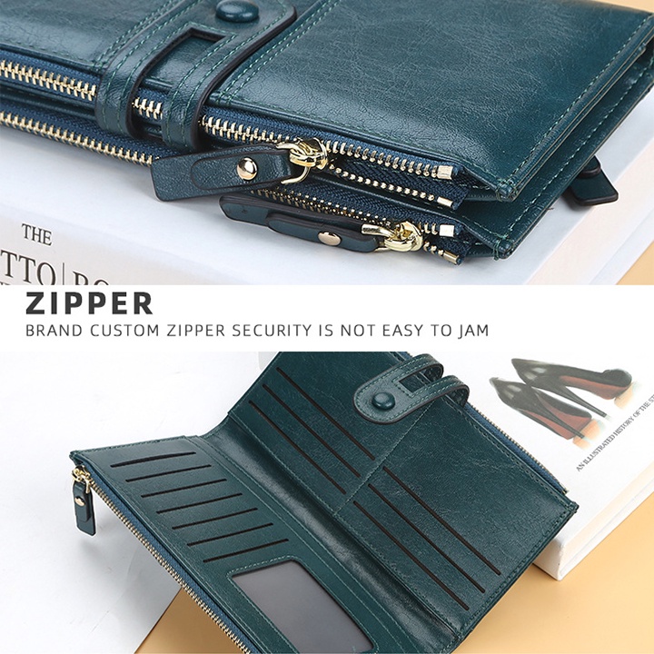 Ví Nữ Dáng Dài Cầm Tay Cao Cấp Baellerry Nhiều Ngăn Thời Trang Đựng Tiền Có Cúc Bấm