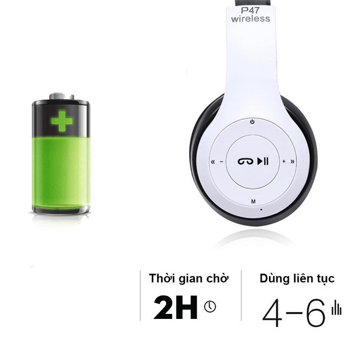 Tai nghe chụp tai bluetooth, tai nghe chùm đầu không dây cho điện thoại máy tính