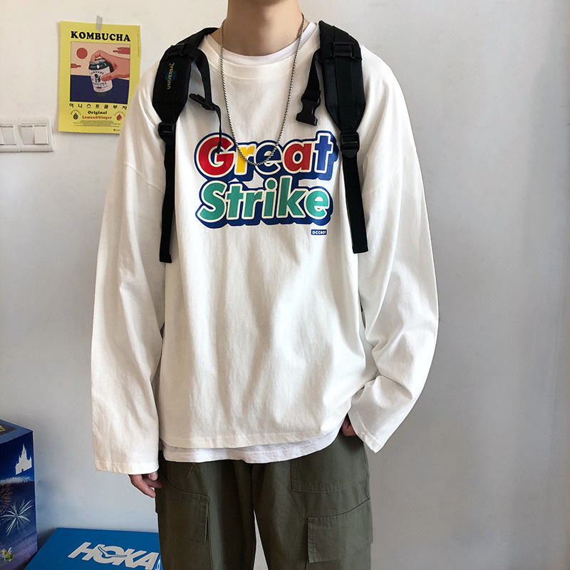 Áo Thun Tay Dài Cổ Tròn Form Rộng Thời Trang Cho Nam