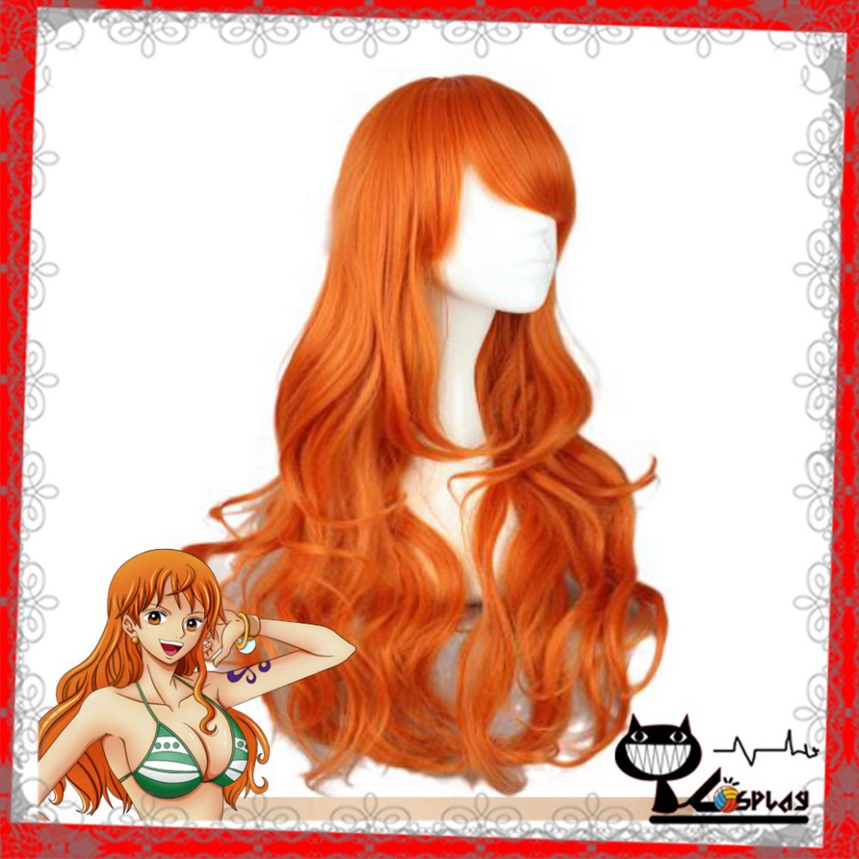 [sẵn] Wig/tóc giả Nami - One Piece màu cam đất (cơ bản nữ xoăn 80cm) tại MIU SHOP 09
