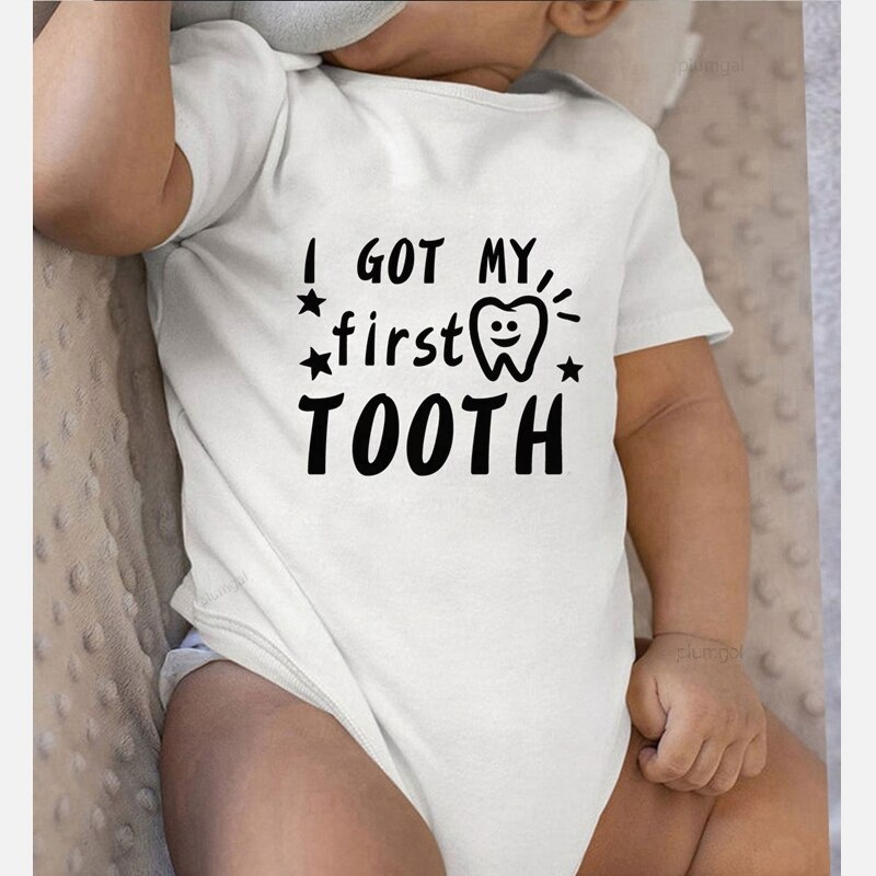 Children Clothes Newborn Girl Outfit Baby Winter Jumpsuits Kids' Things Boy Fall Costume Print First Tooth Bodysuit for Newborns