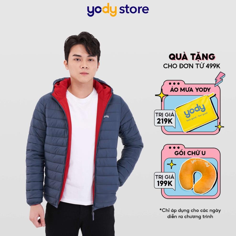 Áo phao YODY nam siêu nhẹ mềm mịn áo phao nam hai mặt có mũ liền PHM4003 New