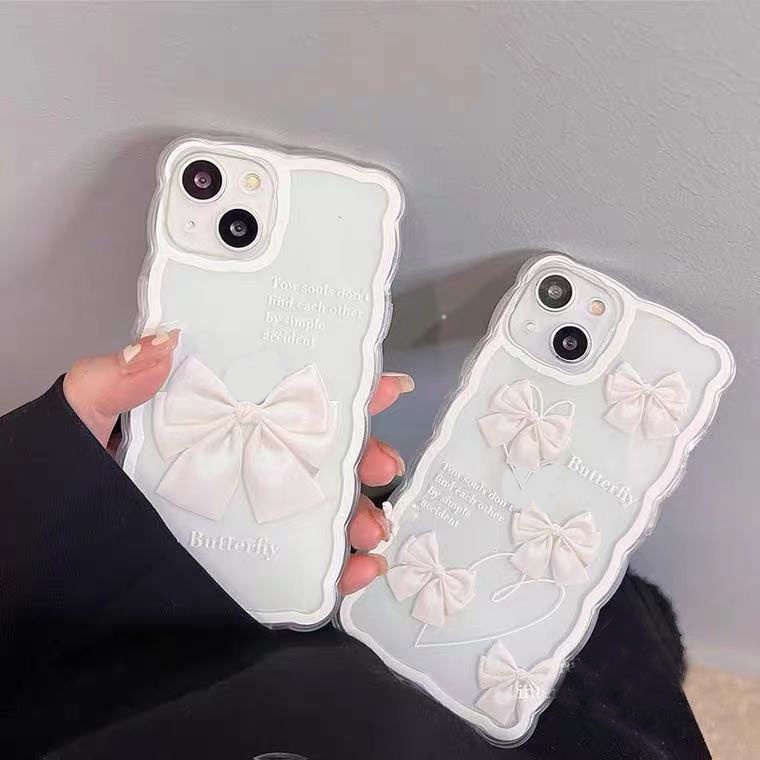 Ốp Điện Thoại TPU Mềm Đính Nơ Cho IPhone 13 12 Mini 11 Pro X XR XS Max SE 2020 6 6S 7 8 Plus
