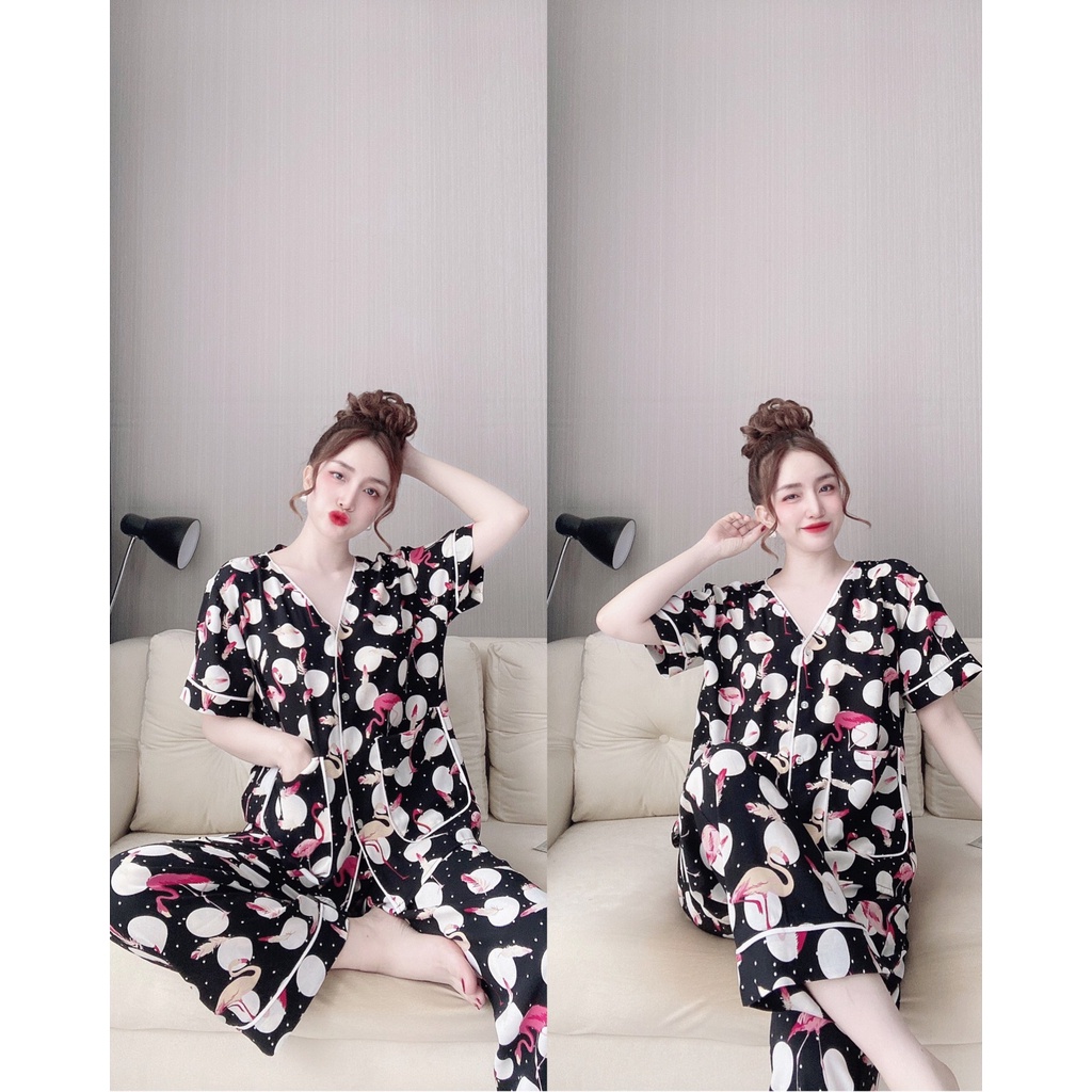 Đồ Mặc Nhà, Đồ Ngủ Sexy Nữ Pyjama Quần Dài Tay Ngắn Chất Đũi Lụa Mềm Mát Dưới 65Kg | BigBuy360 - bigbuy360.vn