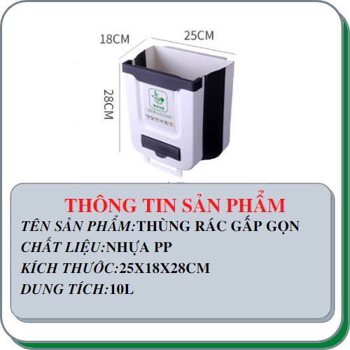 Thùng Rác Gấp Gọn Thông Minh Treo Cạnh Tủ Bếp Size To Tiện Lợi LADONA TR1