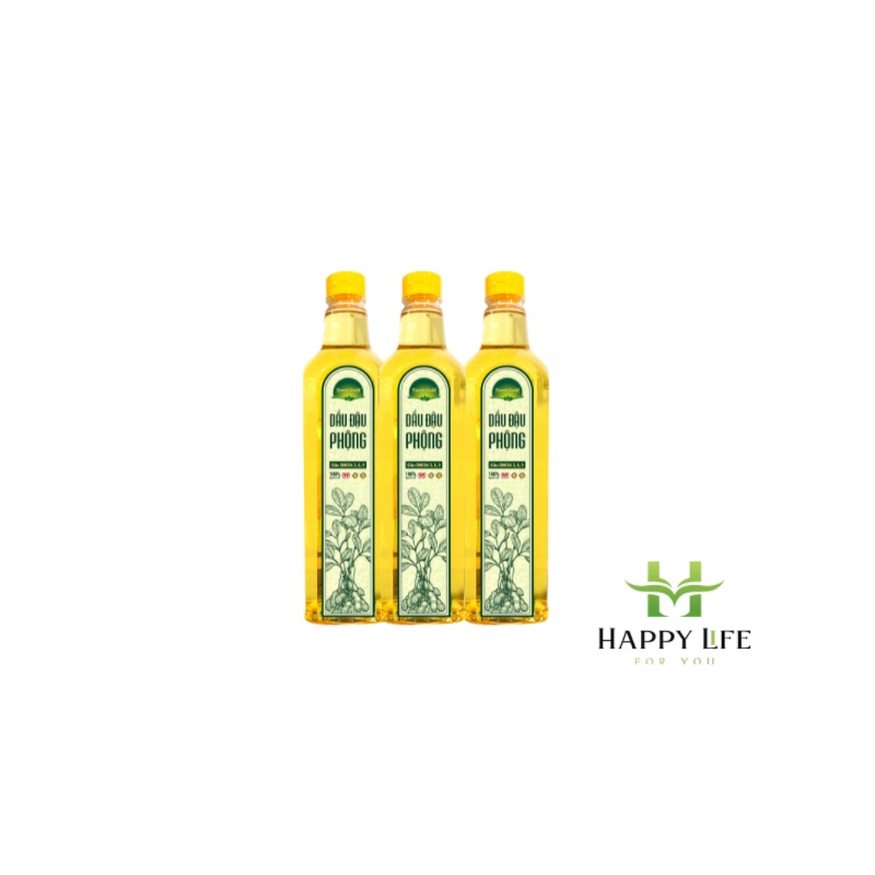Dầu ăn, dầu phộng, dầu lạc nguyên chất  ép lạnh 1L giàu omega 369, tiêu chuẩn xuất Châu Âu - Happy Life 4U
