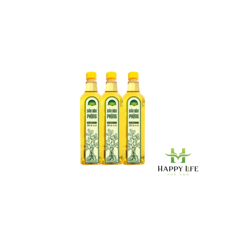 Dầu đậu phộng nguyên chất, dầu lạc ép lạnh 1L giàu omega 369, tiêu chuẩn Châu Âu - Happy Life 4U