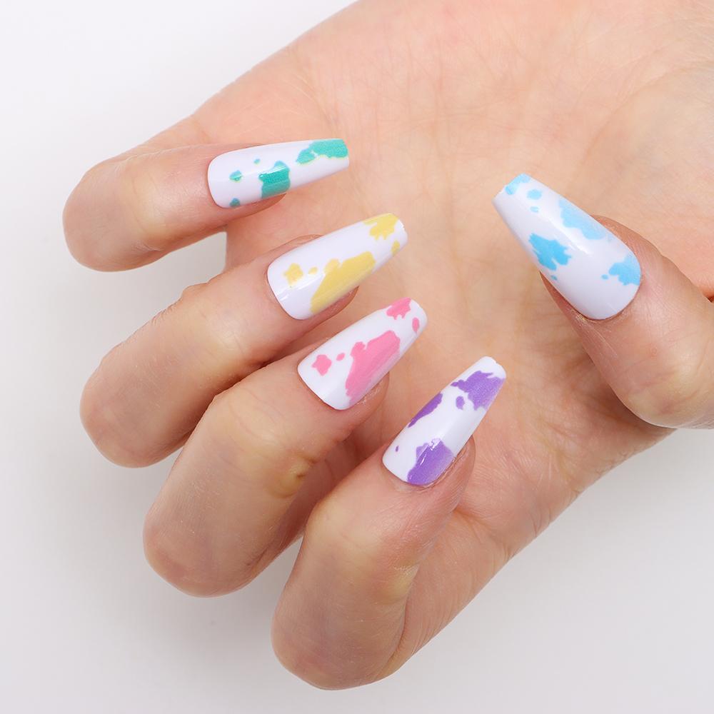 NIUYOU Bộ 24 Móng Tay Giả Che Phủ Toàn Diện Họa Tiết Da Báo / Bò Sữa Độc Đáo