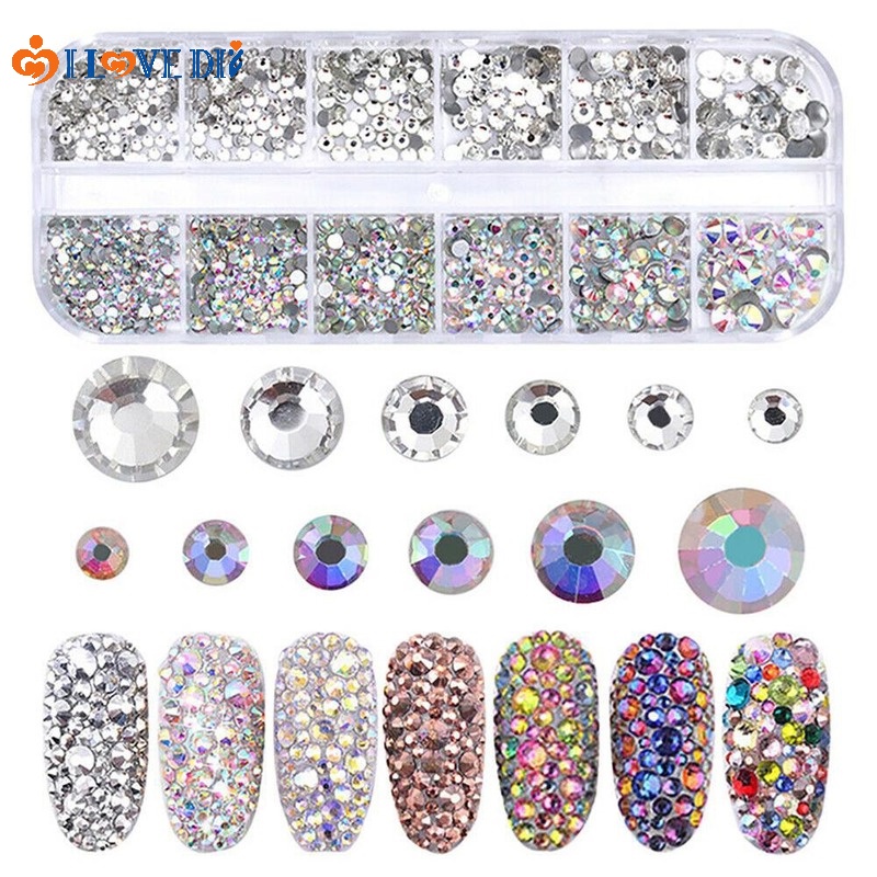 Đá Kim Cương Giả Mặt Phẳng Nhiều Kích Cỡ Đính Trang Trí Móng Tay/Móng Tay Nghệ Thuật Nhiều Kích Thước AB