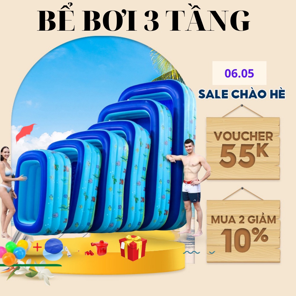 [CHỌN QUÀ TẶNG BƠM ĐIỆN + BÓNG+PHỤ KIỆN VÁ  ]Bể bơi cho bé, BỂ BƠI PHAO CHO BÉ Có Đáy Chống Trượt- HÀNG CAO CẤP LOẠI