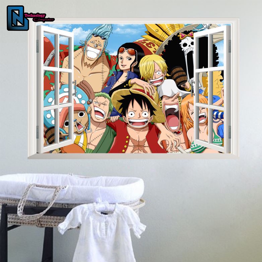 Miếng Decal 3d Dán Tường One Piece Luffy Nhân Vật Hoạt Hình