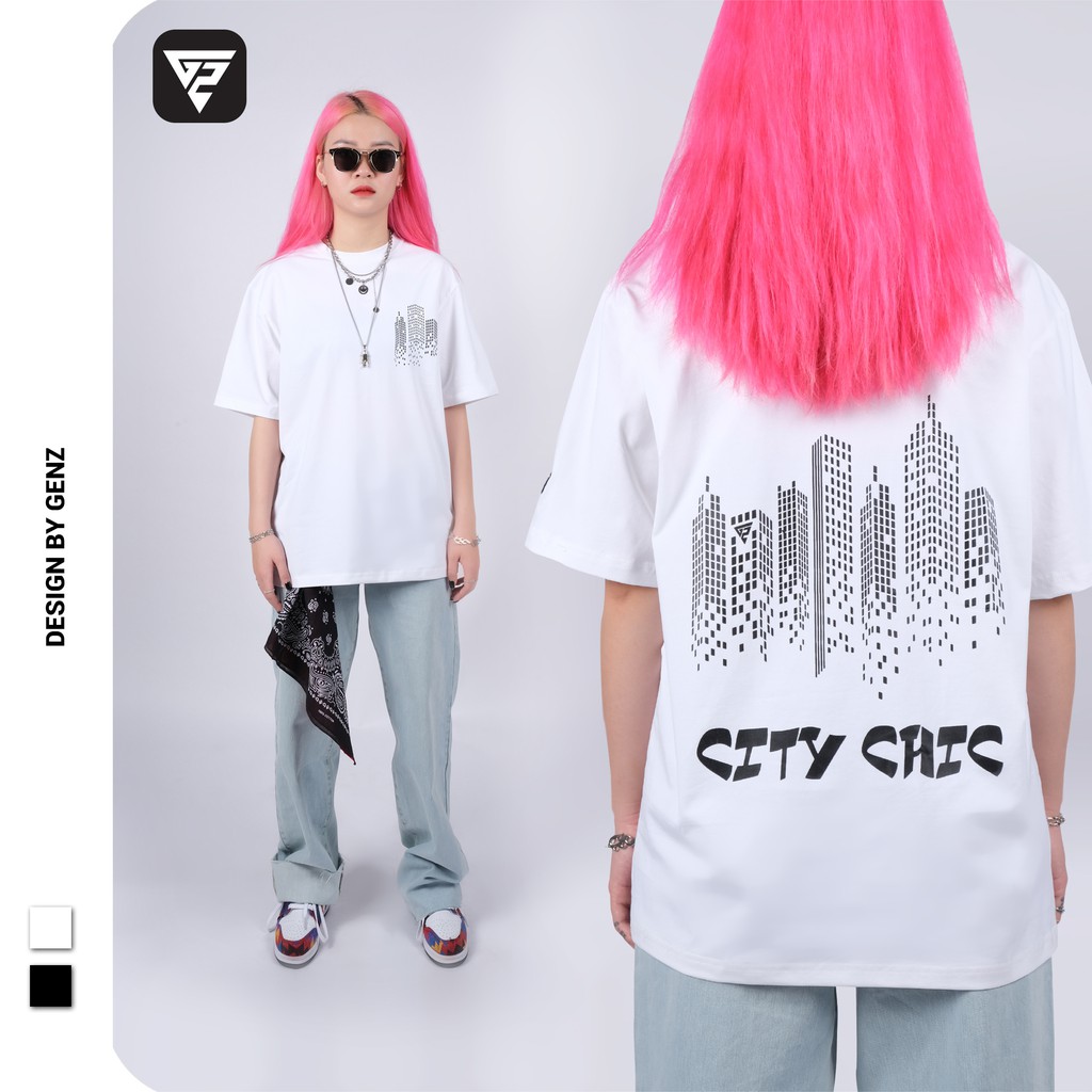 Áo thun tay lỡ GENZ phông Unisex nam nữ Cotton oversize form rộng City Chic GZT02