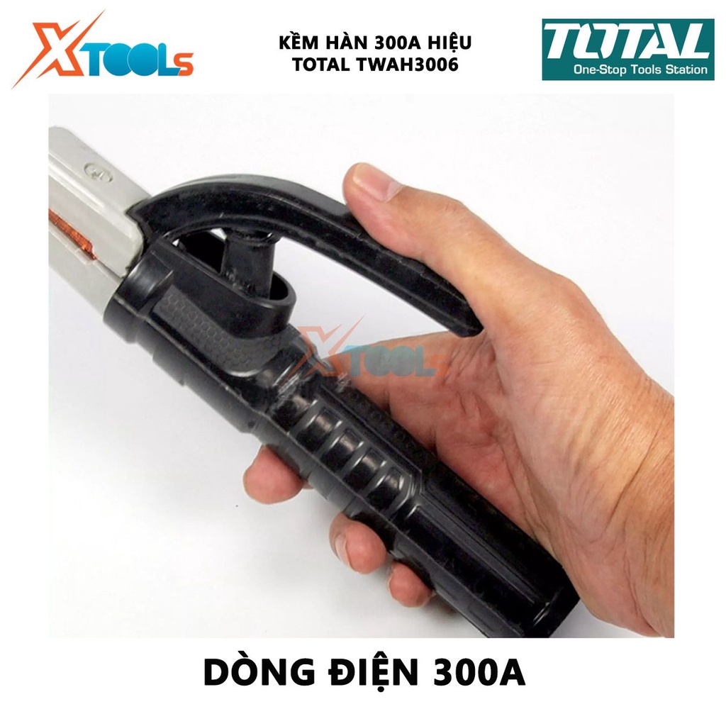 Kìm hàn que TOTAL TWAH3006 Kềm hàn điện Dòng điện định mức 300A,phù hợp sử dụng cho máy hàn MMA tay cầm cho que hàn điện