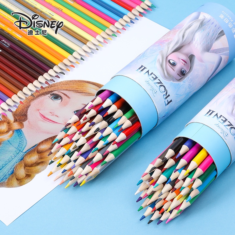 [Hàng mới về] hãng  Disney  Bút chì màu thân gỗ Dạng ống họa tiết hoạt hình Elsa, Mickey
