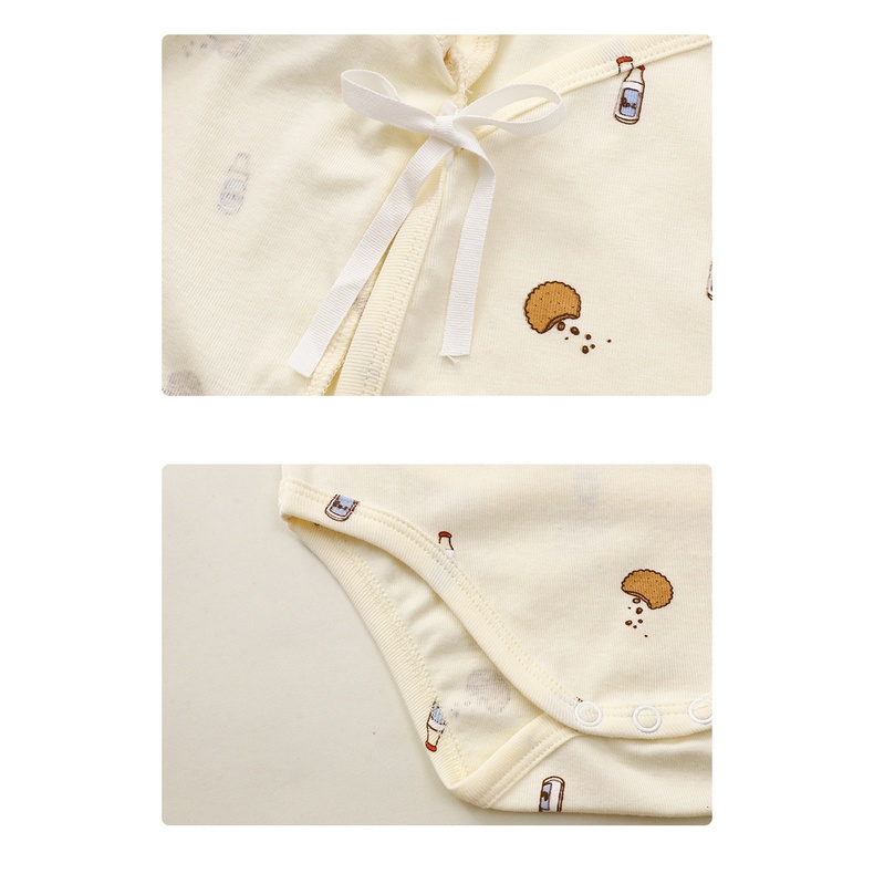 Bộ Áo Liền Quần Cotton Tay Dài In Hình Hoa Quả Màu Sắc Tươi Sáng Cho Bé