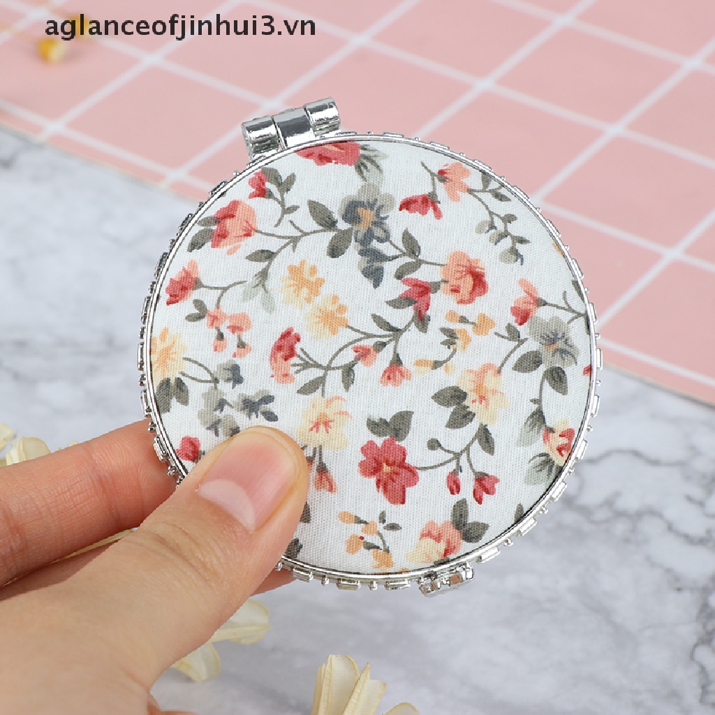 [Hàng mới về] Gương trang điểm hai mặt xếp gọn cỡ nhỏ in hoa phong cách vintage