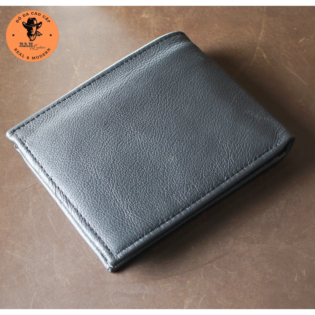 Ví nam da bò màu đen dáng ngang - RAM Leather