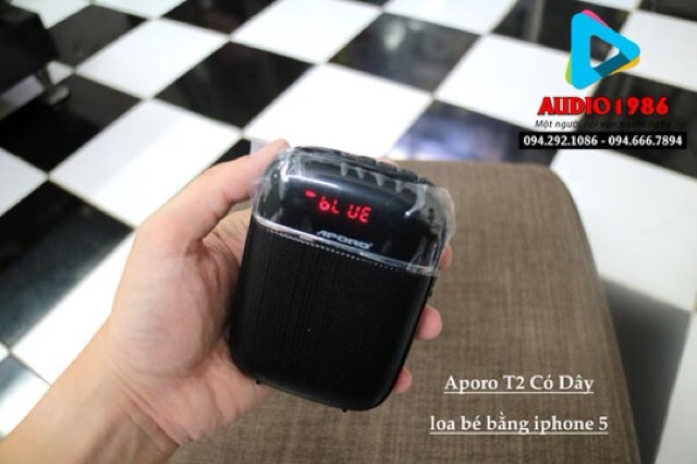 Máy Trợ Giảng Aporo T2 Có Dây Mini Đeo Người Có kết nối Bluetooth - Khe cắm Thẻ nhớ - ghi âm trên loa