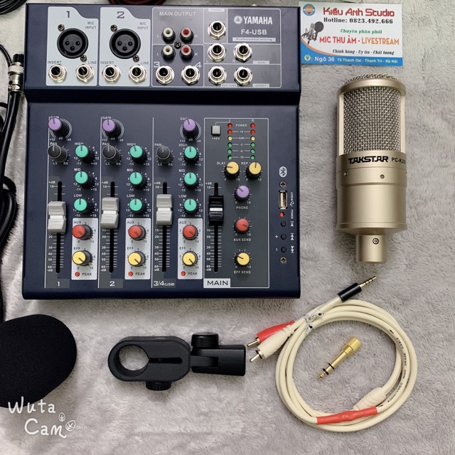 Bộ combo thu âm livestream mic takstar PC K200 và mixer F4 yamaha bản blutooth âm thanh cực hay luôn ạ