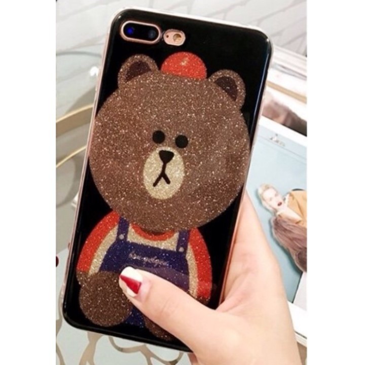 Ốp Lưng Gấu Brown Nhũ Kim Tuyến iPhone 5, 5s