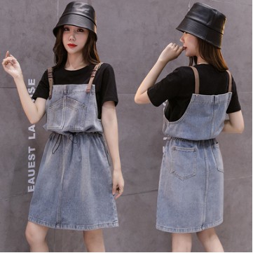 Đầm denim kiểu Hàn Quốc cỡ lớn size s-5xl dễ thương cho nữ