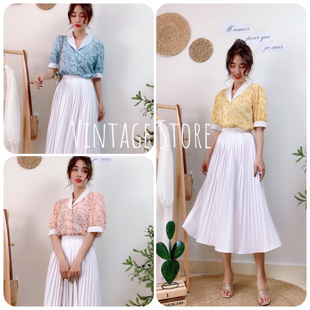 Chân váy Midi xếp li, màu trơn xinh quá chừng, dễ dàng phối đồ