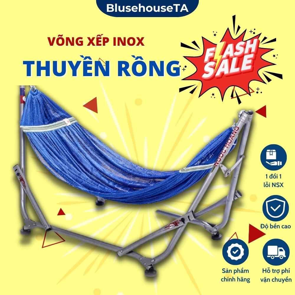 Võng xếp sơn tĩnh điện Thuyền Rồng , Võng lưới cao cấp chân đế chống xước