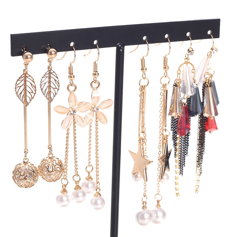 Flgo Kệ Sắt Chữ T Màu Trơn Đựng Bông Tai Tiện Dụng