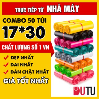[SIÊU RẺ] 50 Túi Đóng Hàng Niêm Phong 2 Lớp Có Sẵn Băng Keo Tự Dính Chống Thấm Nước Size 17x30