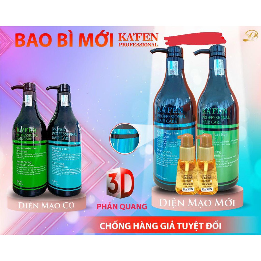 Bộ Dầu Gội - Xả Hoàn Hình Kafen Siêu Mềm Mượt 800ml X 2 - Tặng Tinh Dầu Kafen