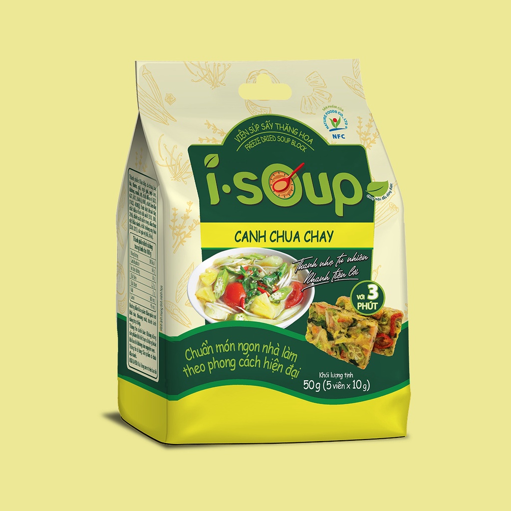 Viên Súp Sấy Thăng Hoa Canh Chua Chay I-Soup 50g (túi 05 viên)