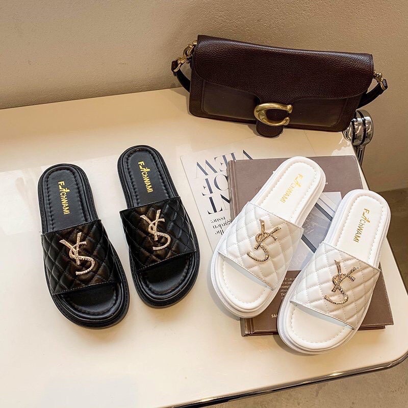 Dép nữ thời trang quai ngang chất da mềm đế cao giá rẻ 104