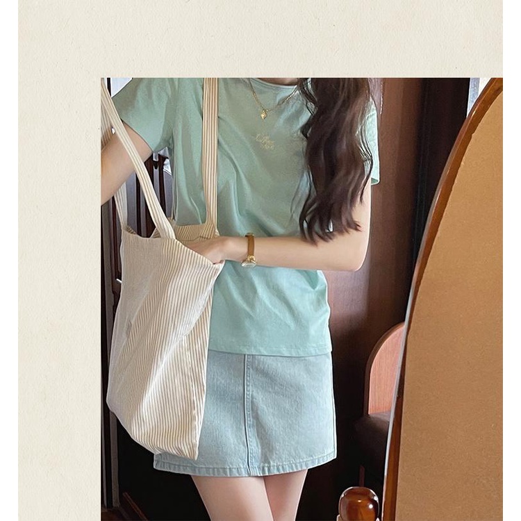 Chân Váy Jean Chữ A Thêu Hoa Lưng Cạp Cao Màu Sáng Thời Thượng Phù Hợp Đi Chơi Chân Váy Bò Denim  Chữ A  Cv25701