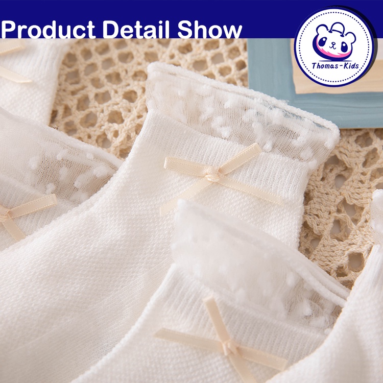 Vớ Lưới Phối Ren Hoa Màu Trắng Dễ Thương Dành Cho Bé Gái 3-12 Tuổi