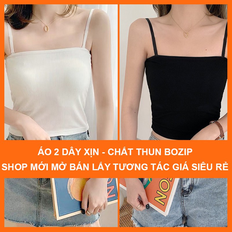 Áo hai dây dáng croptop ôm body MADELA, Áo 2 dây nữ nữ ôm vải cotton bozip siêu đẹp