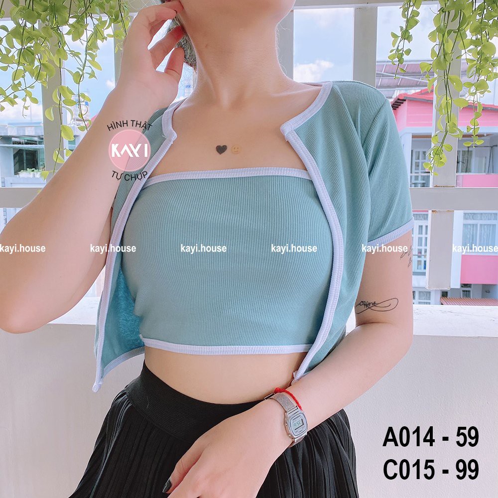Set 2 Áo Croptop 2 Món Áo Ống Kèm Áo Khoác, Thời Trang KAYI HOUSE - A014